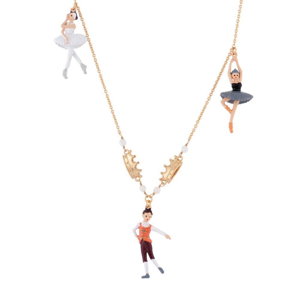Les Nereides N2 Black White Ball Ballerina, Swan Ballet And Prince Necklace